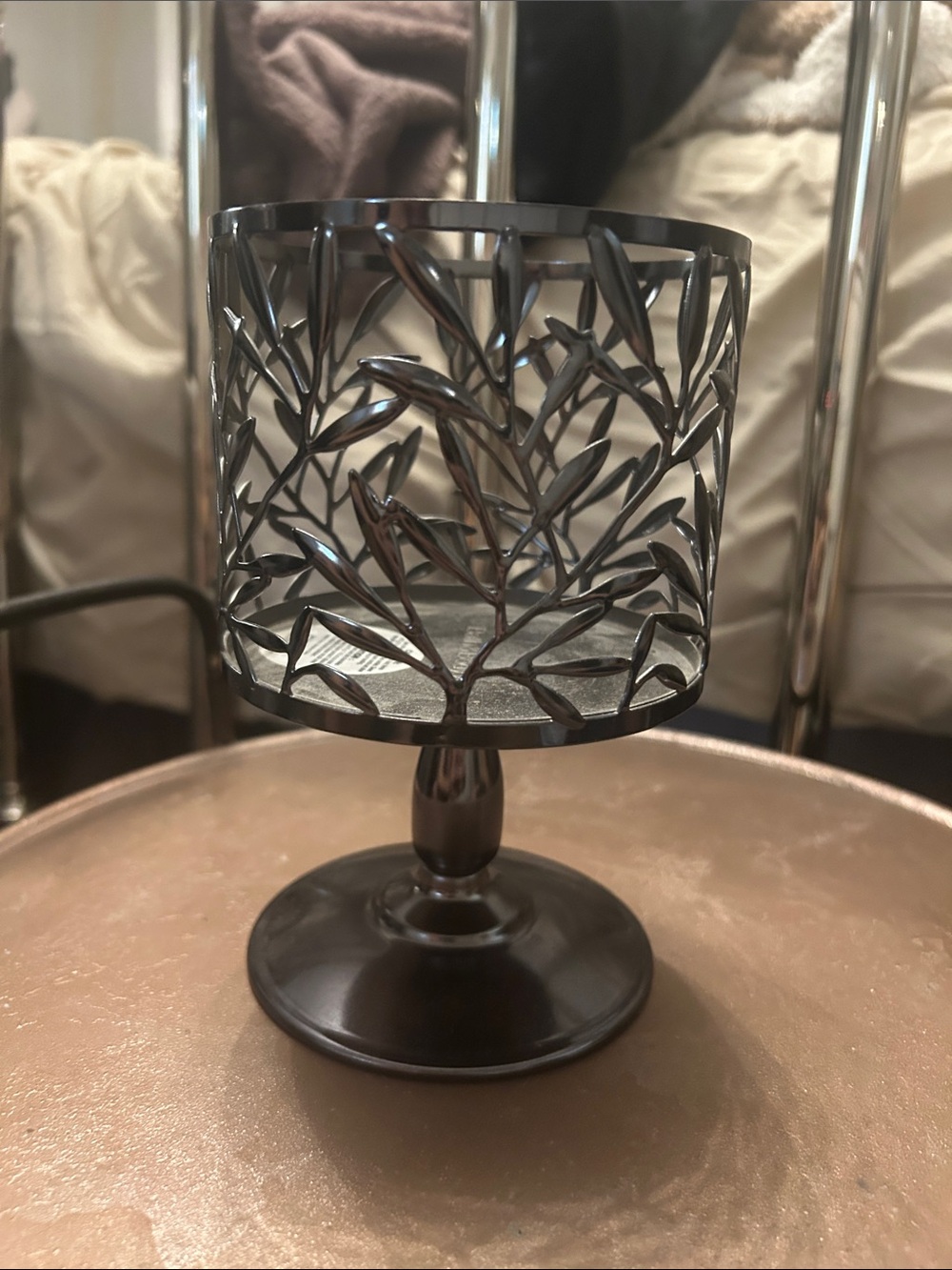 Bath & Body Works Black Leaf Cutout Pedestal Candle Holder - Picture 6 of 7
